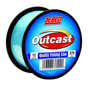 Zebco Outcast Monofilament Fishing Line, 375-Yards, 12-Pound, Low Memory and Stretch, High Tensile S...