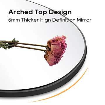 Sollertia Full Length Mirror Arched Mirror Wood Frame Standing Mirror Full Length, Large Arched Mirror Full Length Mirror with Stand Black Full Body Mirror, 64" x 21"