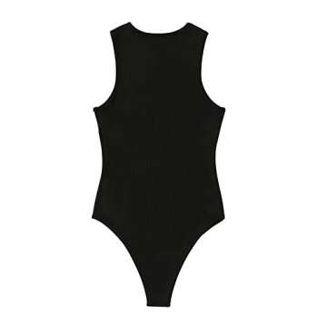 SweatyRocks Women's Ribbed Knit Colorblock Bodysuit Sleeveless Round Neck Tank Tops Bodysuit for Wom...