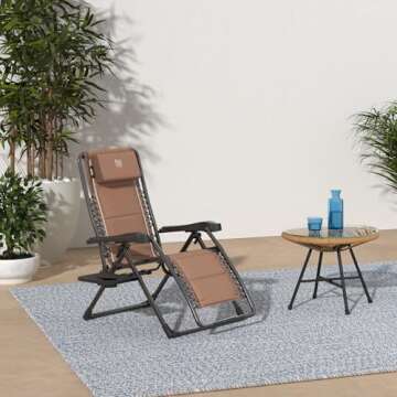 TIMBER RIDGE Zero Gravity Chairs, Folding Recliner Chair Padded with Cup Holder and Headrest, Adjust...