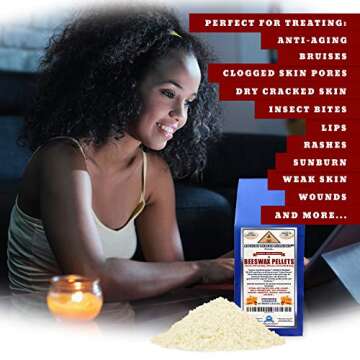 All Natural, Cosmetic Grade White Beeswax PELLETS PASTILLES 1 LB (16 oz). Bulk, Grade A, Triple Filtered Ideal for DIY Skincare, Candle Making & Lip Balm Projects (India). (1 lb)