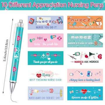 Nurse Ballpoint Pens Lovely Cartoon Cute Retractable Nursing Funny Ink for Medical Assistants Students Workers Office Appreciation Gifts (10 Pcs)