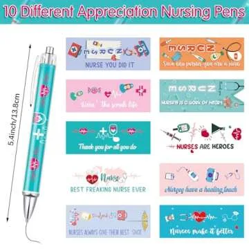 Nurse Ballpoint Pens Lovely Cartoon Cute Retractable Nursing Funny Ink for Medical Assistants Students Workers Office Appreciation Gifts (10 Pcs)
