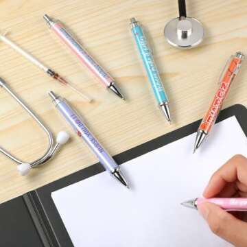 Nurse Ballpoint Pens Lovely Cartoon Cute Retractable Nursing Funny Ink for Medical Assistants Students Workers Office Appreciation Gifts (10 Pcs)