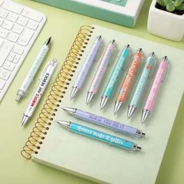 Nurse Ballpoint Pens Lovely Cartoon Cute Retractable Nursing Funny Ink for Medical Assistants Students Workers Office Appreciation Gifts (10 Pcs)
