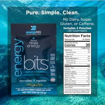 ENERGYbits/RECOVERYbits - Organic Spirulina & Chlorella Tablets - Single Serving Sample Packs - Algae Superfood - High Protein, Chlorophyll - Self Care - Vegan, Keto, Gluten Free - 4 Bags, 30/Bag