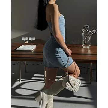 YELLOOP Y2K Mini Denim Dress for Women - Trendy Style