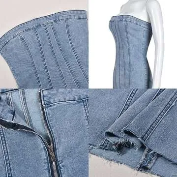 YELLOOP Y2K Mini Denim Dress for Women - Trendy Style