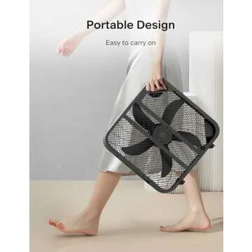 Pelonis Box Fan 20 Inch – Adjustable 3 Speeds For the Perfect Noise Level for Sleeping – 4 Blade Technology Provides Powerful Airflow to Beat the Heat – Sleek Design, Lightweight, Durable, Black