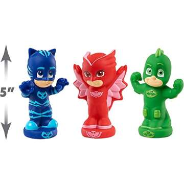 PJ Masks Bath Toy Set, Includes 7-inch Catboy, Gekko, and Owlette Water Toys for Kids, Kids Toys for...