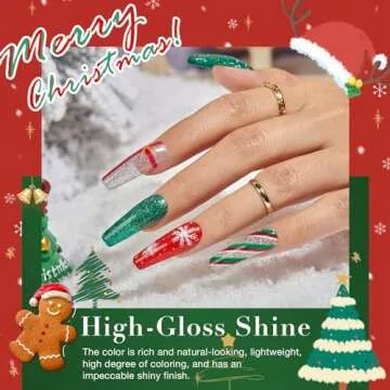 AZUREBEAUTY Christmas Dip Powder Nail Kit Green Red Glitter Silver 12 Pcs Acrylic Dip Powder Liquid Set with Base/Top Coat Activator for French Nail Art Manicure Home Holiday Gifts Set