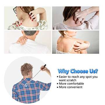 YIMICOO 6 Pack Telescoping Back Scratcher - Bear Claw Back Scratchers - Portable Extendable Backscratcher with Rubber Handles in Black, Blue, Green, Purple, Red, Pink Color