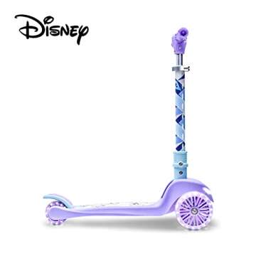 Jetson Disney Frozen 3-Wheel Kick Kids Scooter, LED Lights on Stem, Light-Up Wheels, Height-Adjustable Handlebar, Lean-To-Steer System, Easy-Folding Mechanism, Ages 3+, Purple, JFRZN-3KIK