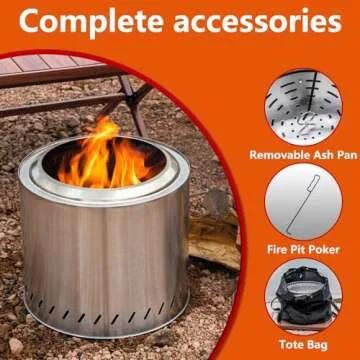 OutVue Smokeless 15 inch Fire Pit for Camping and Parties