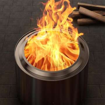 OutVue Smokeless 15 inch Fire Pit for Camping and Parties