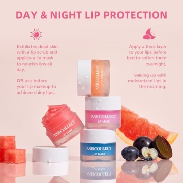 ANRCOLLECT Lip Mask Set 3 Overnight Masks + Lip Scrub