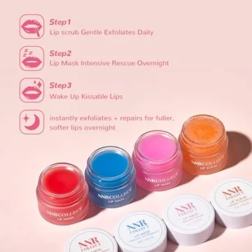 ANRCOLLECT Lip Mask Set 3 Overnight Masks + Lip Scrub