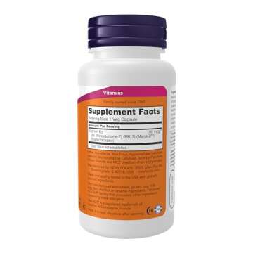 NOW Foods MK-7 Vitamin K-2 100 mcg, Cardiovascular Support & Bone Health, 120 Veg Capsules