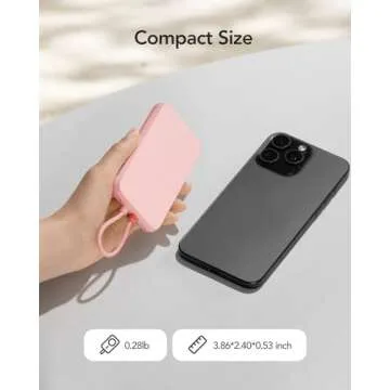 Charmast Slim Portable Charger, 5000mAh Fast Charging Power Bank Built in for iPhone Cable, Digital Display Battery Pack Compatible with iPhone 14/14 Pro Max/13/13 Pro Max/12/11/XR/X (No-Wireless)