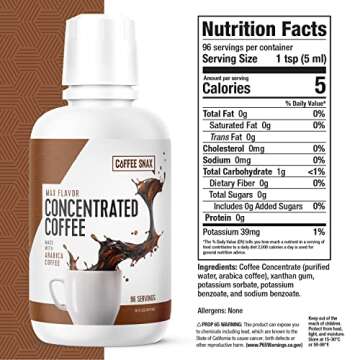 Coffee Snax Cold Brew Coffee Concentrate, Unsweetened Black Coffee Concentrate with No Added Sugar (...