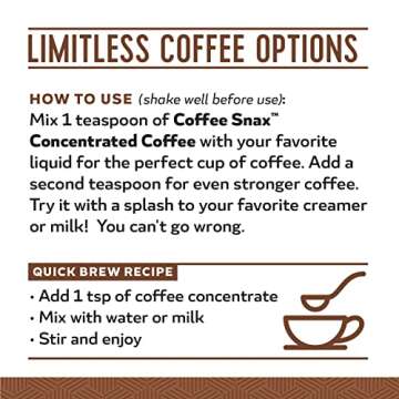 Coffee Snax Cold Brew Coffee Concentrate, Unsweetened Black Coffee Concentrate with No Added Sugar (Bulk 96 Servings Bottle)