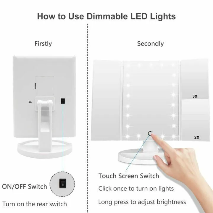 LED Makeup Mirror with Adjustable Brightness