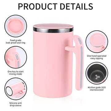 S+ Stainless Steel Self Stirring Mug Suitable for Coffee/Milk/fruit juice (Pink)