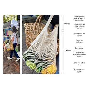 Eco-Friendly Urban Weave Mesh Grocery Bags - 3 Pack