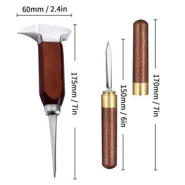 Ice Pick - 17cm / 7" Stainless Steel Ice Chipper with Wood Handle, Japanese Style Ice Crusher ideal ...
