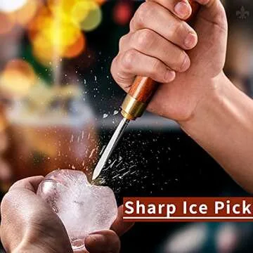 Ice Pick - 17cm / 7" Stainless Steel Ice Chipper with Wood Handle, Japanese Style Ice Crusher ideal for Bars, Bartender. Best Carving Tool (7 inch)