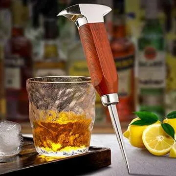 Ice Pick - 17cm / 7" Stainless Steel Ice Chipper with Wood Handle, Japanese Style Ice Crusher ideal for Bars, Bartender. Best Carving Tool (7 inch)