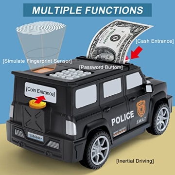 GuDoQi Mini ATM Police Car Bank - Fun Saving for Kids