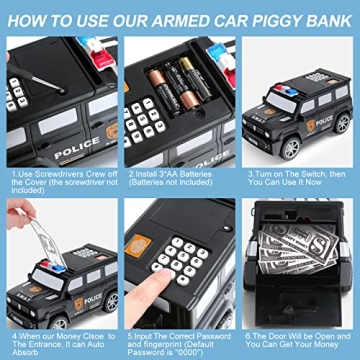 GuDoQi Mini ATM Police Car Bank - Fun Saving for Kids