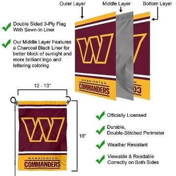 WinCraft Washington Commanders Double Sided Garden Flag