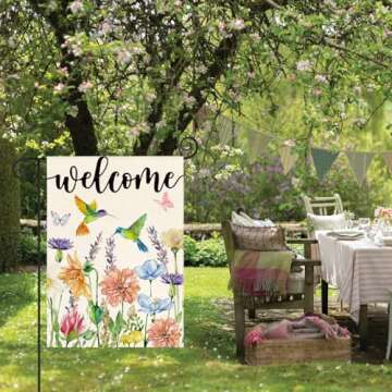 AVOIN Hummingbird Spring Flowers Garden Flag - 12x18