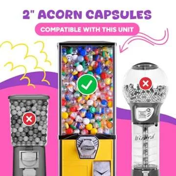 Capsule Vending Machine Translucent Acorn Capsules Empty 60 pcs 2 inch - Gumball Machine Capsules Bulk Party Favors Containers - Easter Basket Stuffers Gifts Pinata Stuffers DIY Craft Supplies