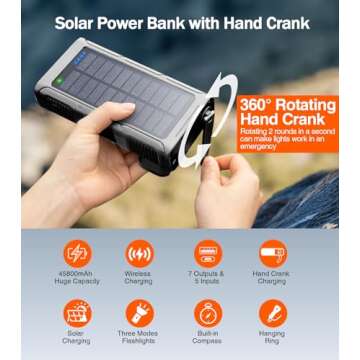 GOODaaa 45800mAh Solar Power Bank with Hand Crank