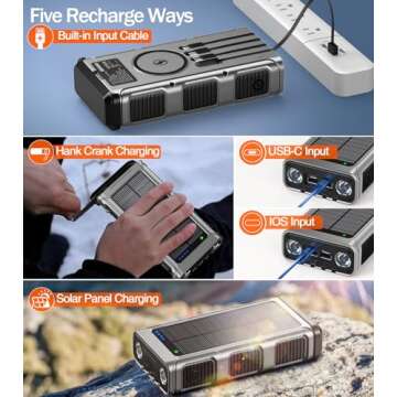 GOODaaa 45800mAh Solar Power Bank with Hand Crank