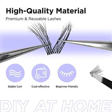BEYELIAN Cluster Lashes D+ Curl 168 Pcs Individual Lash Clusters False Eyelashes Extension Natural Look Reusable Glue Bonded Black Super Thin Band Mix DIY Eyelash Extension (Style3)
