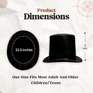 Black Top Hat for Men Women Unisex | Party Costume Accessory