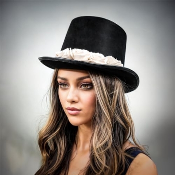 Black Top Hat for Men Women Unisex | Party Costume Accessory