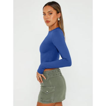 Trendy Queen Womens Long Sleeve Crop Top Casual Fashion 2025