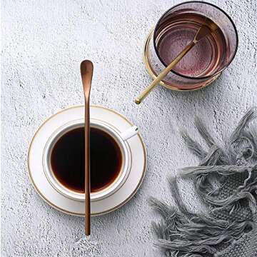 WUWEOT 8 Pack Stainless Steel Coffee Spoons, 5In Iced Tea Spoons Cocktail Stirring Spoons, Spice spoons with Short Handle (4 Colors)