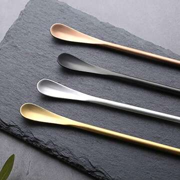 WUWEOT 8 Pack Stainless Steel Coffee Spoons, 5In Iced Tea Spoons Cocktail Stirring Spoons, Spice spoons with Short Handle (4 Colors)