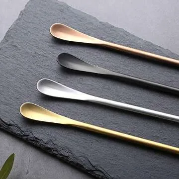 WUWEOT 8 Pack Stainless Steel Coffee Spoons, 5In Iced Tea Spoons Cocktail Stirring Spoons, Spice spoons with Short Handle (4 Colors)