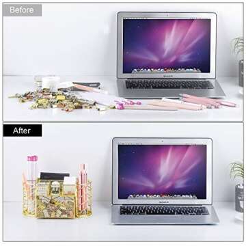 POPRUN Cute Desk Organizer - Pen Holder for Desk,Trendy Mesh Office Supplies Accessories Essentials ...