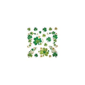 Shamrock Glitter Body Jewelry - 7.75" x 6" (Pack of 1) - St. Patrick's Day Celebration with Assorted...