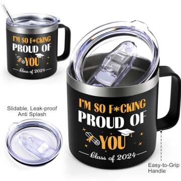 Lifecapido Graduation Gifts for Him Her, I’m So Proud of You Graduation Coffee Mug, 2024 Graduation Gifts for College High School Student Master Degree MBA Graduates, Class of 2024 Travel Mug, Black