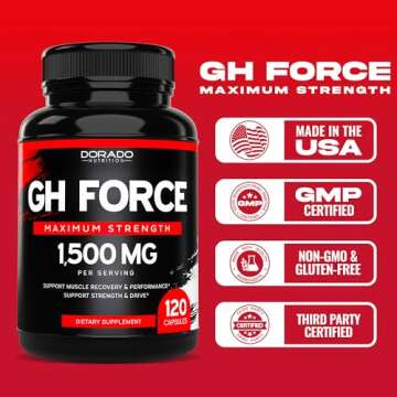 HGH Supplements for Men & Women (120 Count) 1500mg Support Muscle Growth & Healthy Levels of Human Growth Hormone for Men, Promote Healthy Muscle & Recovery For Men Post Workout Supplement - USA Made