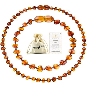 Elegant Baltic Amber Necklace and Bracelet Set for Teething Relief and Fashion